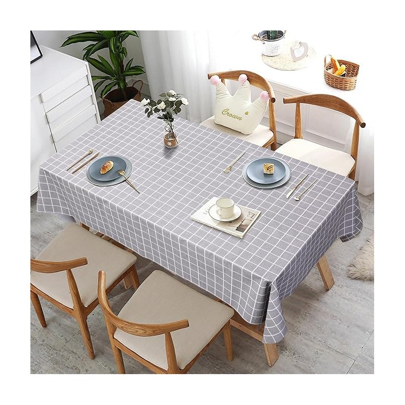 140x220cm Rectangle Checkered Table Cloth - Waterproof, Oil Proof, Spill