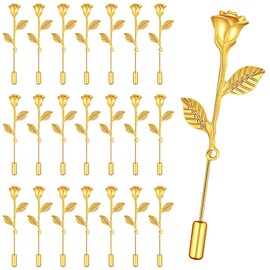 36 Pcs Rose Lapel Pin Fashion Rose Metal Floral Lapel Brooch Pin Suit Tuxedo Corsage Dress Fashion Stick Corsage for Weddings Parties Formal Events for Women Men