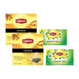 Lipton Lemon Green Tea, & Lemon Black Tea 20CT (2ea) (Variety Pack)