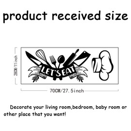 SUPERDANT Let's Eat Wall Decor Cutlery Wall Sticker Kitchen Wall Decals Vinyl Wall Art Decor Let's Eat Wall Stickers Peel and Stick Wall Decals for Home Kitchen Dining Room Wall Decor