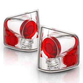 AmeriLite for 94-04 Chevy S-10 / GMC Sonoma Chrome Red Replacement Brake Lamp Tail Lights Assembly Set - Passenger and Driver Side