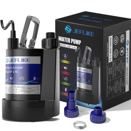 JEFLIKE 1/3HP Water Pump 2500GPH Utility Pump Sump Pump Submersible Thermoplastic Rotatable Handle for Hot Tub Basement Pond Pool Draining - Color: New Generation 1/4HP 1980GPH