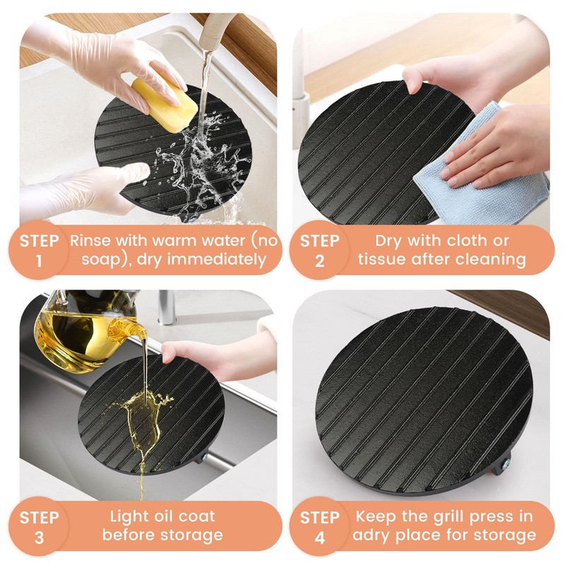 JENNY FRIDA Heavy Duty Cast Iron Burger Press - 7"