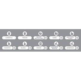 Rubbermaid Commercial Products, Recycling Station Label Kit (10 x 1 Sticker of Each Recyclable Type) - English Version