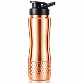 COPPAYA Pure Copper Water Bottle with Sipper, 900ml Capacity (30.4 US fl oz), Traditional Ayurveda Drinkware for Daily Use, Made in India