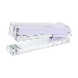 Purple Stapler Clear Acrylic Body Desk Staplers with Large Capacity Non-Slip No-Jam Desktop Stapling Tools for Office Home Desk Accessories Supplies