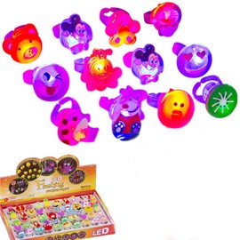 Haiurosh 24 Pieces Luminous Rings, Luminous Rings, 9 Kinds of Animals, Luminous Rings, DIY, Cute, Festivals, Gifts, Children's Festivals, Live, Sparkly Rings, Sparkling Rings, for Kids, Adults, Ring