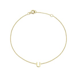 CARISSIMA 9ct Yellow Gold Letter Bracelet with Adjustable Length 15-18.5cm, 15 centimetres, Gold