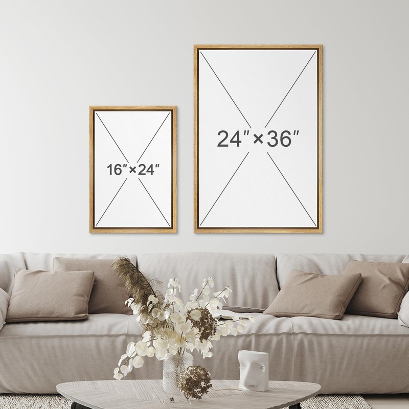 SIGNFORD Framed Canvas Print Wall Art Duotone White Tan Grunge