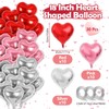 ASTIMESA 30 Pcs Pink Red Silver Heart Balloons with 3