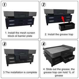 Rear Grease Catcher for Blackstone Griddle 36''/28''/22''/17'', Innovative Pull-out Grease Gate Large Capacity Drip Pans Grease Trap Upgrade Integrated Drainage Funnel Cup for Blackstone Accessories