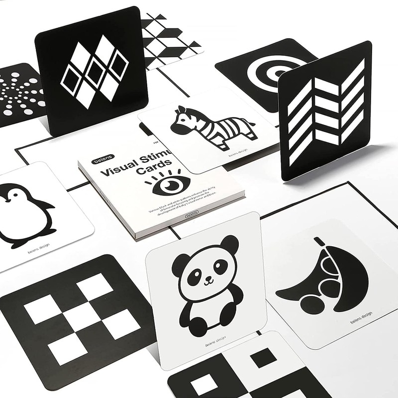 beiens High Contrast Baby Flashcards, Black White Color Newborn Brain