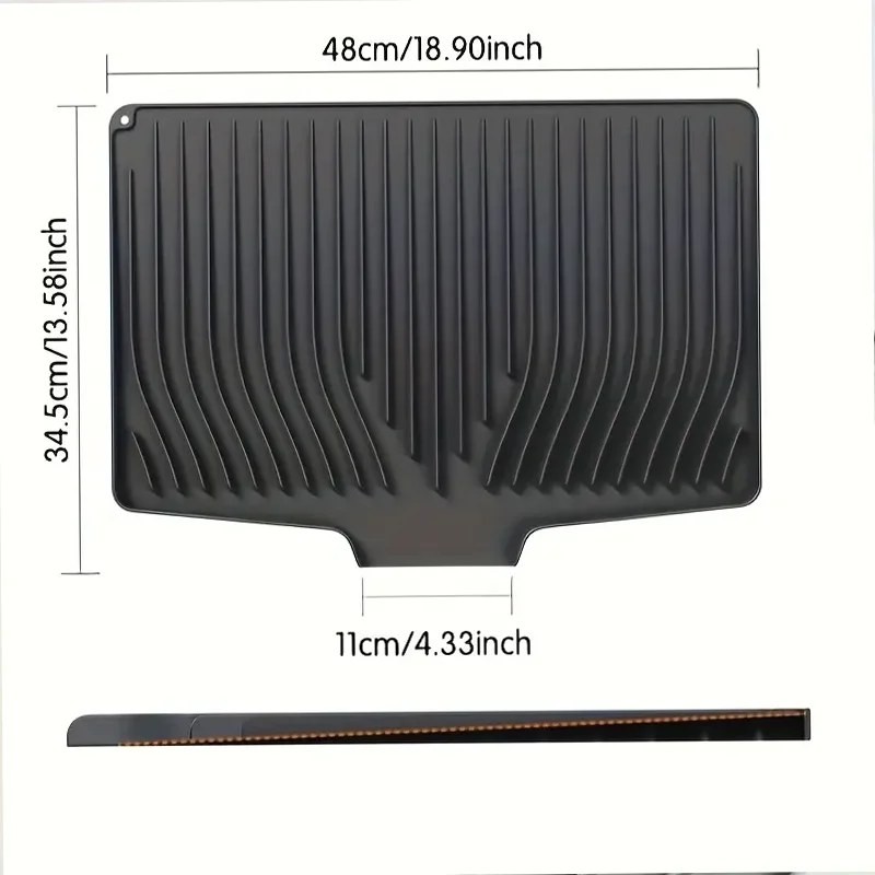 HomeCraft Silicone Dish Drying Mat Large – Durable Space-Saving Construction,