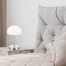 Globo LED Nacht Tisch Lampe Glas Wohn Schlaf Zimmer Beleuchtung Touch Ein/Aus Lese Lampe 21936, silber