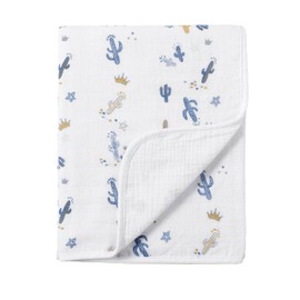 CREVENT 100% Organic Cotton Muslin Baby Blanket for Newborns, Essential for Baby Shower Birthday Gift - Cactus 100X100cm