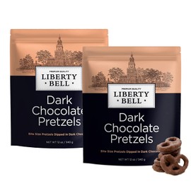 Liberty Bell Dark Chocolate Covered Pretzels, Mini Pretzels Dipped in Dark Chocolate, 12 Ounce Bag (2 Pack)