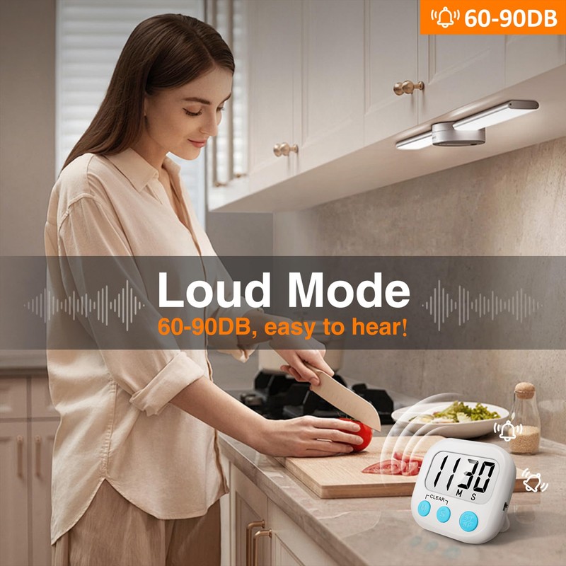 2 Pack Digital Kitchen Timer for Cooking Big Digits Loud