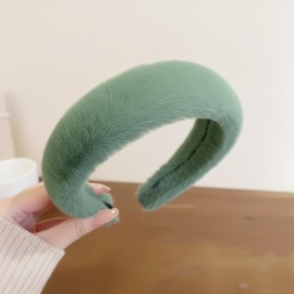 Umiwe Women's Wool Headband, Fleece, Brushed Lining, Twist, Braided, Painless, Comb Included, Face Wash, Facial Wash, Going Out, Parties, Weddings, Gift (Mint Green)
