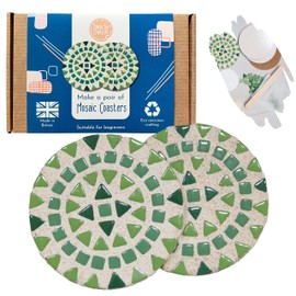 Crafty You Crafty Me - Mosaic Coaster Craft Kits for Adults (Green), Make 2 Round Coasters, Craft Gifts, Gifts for Her, Gifts for Mum, Made in UK