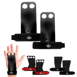Bear Grips Two Hole Hand Grips, Three Hole Pull Up Grips, No Hole Wrist Grips, WOD Grips for Men and Women. Carbon Fiber Hands Grips, Titanium Hand Grips for Weight Lifting, Speed Pull Up Gloves Grip