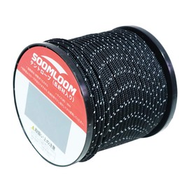 Soomloom Tent Rope, Reflective Paracord, Guyline, Total Length 164.0 ft (50 m), Rope Diameter 0.08/0.1/0.16/0.2 inch (2/3/4/5 mm), 0.16 inch (4 mm), Black, 164.0 ft (50 m)