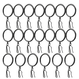 WYAN 20 Sets Metal Curtain Hanging Rings and Metal Curtain Drapery Pin Hooks,Curtain Rings,Curtain Hooks for Windows,Doors,Shower Curtains,Curtains(Electroplated Black)
