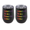 Cambridge EPRD40CB2DS 12 Oz My Favorite Rainbow Wine Tumblers, Black,