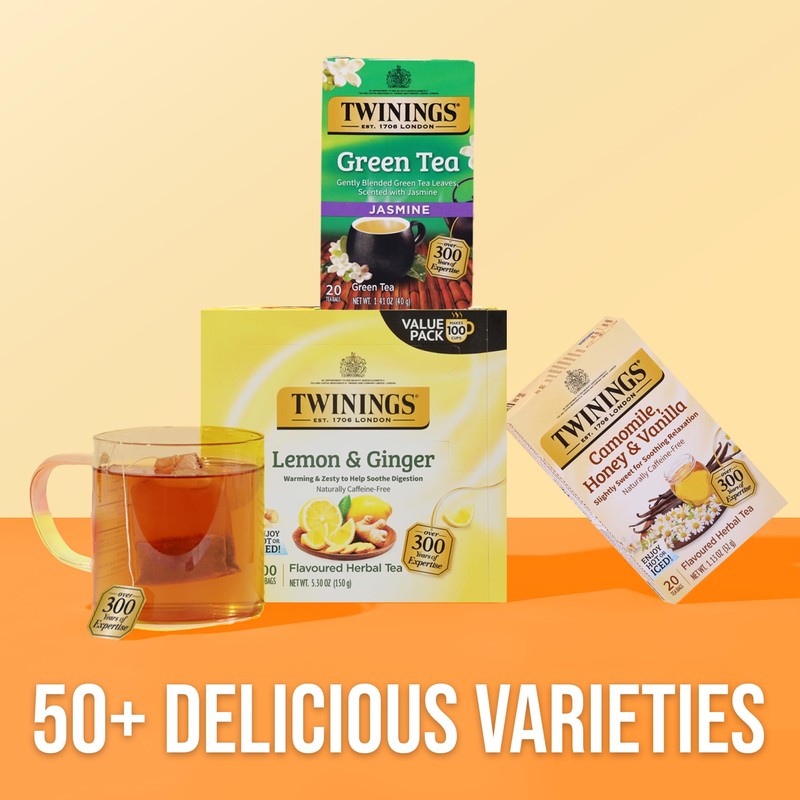 Twinings Camomile, Honey & Vanilla Herbal Tea Individually Wrapped Bags,