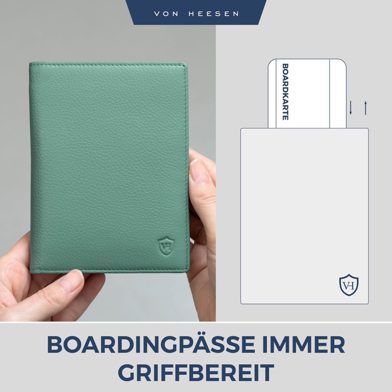 VON HEESEN Passport Holder Leather with RFID Protection for Men