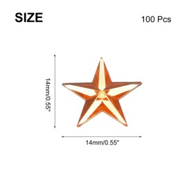 MECCANIXITY 100PCS Acrylic Star Rhinestone 14x14mm Flat Back Plastic Gems for Craft Bead Face Painting Costume Jewelry Making, Red