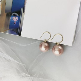 HUGE TOMATO Large Pearl Drop Earrings Large Gold Hook Earrings with Allergy-free Clasp (20mm) for Gift