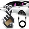 KaiDengZhe Finger Heart Car Window Light, Solar-Powered Wireless LED Heart