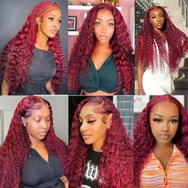 Dark Burgundy Bundles Human Hair 99J Water Wave 3 Bundles 16 18 20 inch CnumGunm Brazilian Remy Hair Red Bundle for Women