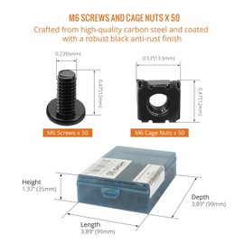 Tecmojo Rack Mount Screws - M6 Cage Nuts and Screws 1/2inch, Made to Use with Network Racks, Enclosures and Cabinets (50 Pack)