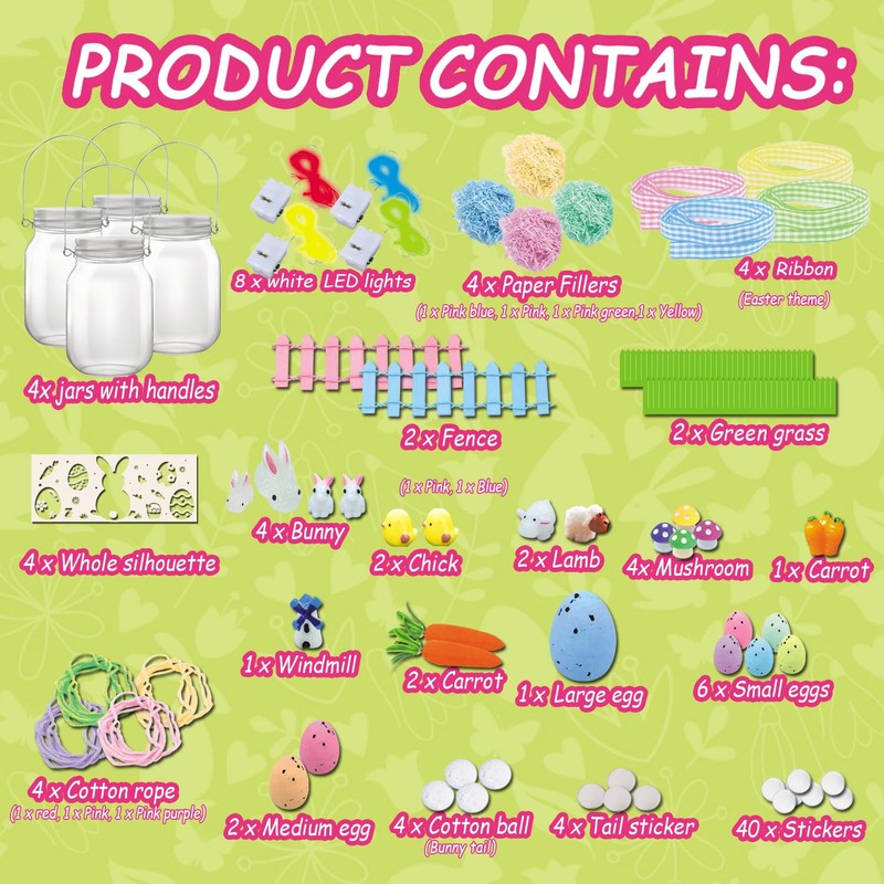 mishunyus 4 Pack Light Up Easter Craft Kit, DIY Easter