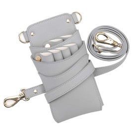 DEEDS SIENA No.405 Scissor Case Professional Manufacturer in Japan, Light Gray, 4-6 Pieces, Scissor Case, Hairdresser Trimmer, Barber, gray (light gray), Durable PU Leather