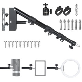 UTEBIT Wall Mount Triangle Boom Arm 43.3inch/110cm, 180° Flexible Rotation Ring Light Mount Adjustable Camera Mount for Studio Video Light, Monolight, Photography, Softbox, Reflector (Black)