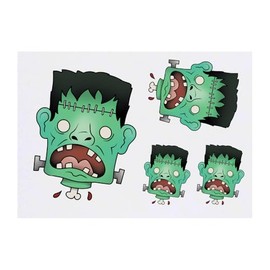 Azeeda 4 x 'Monsterkopf' Temporäre Tattoos - Wasserfest, Hautfreundlich & Ungiftig · Transfers in Verschiedenen Größen (TO00083316)