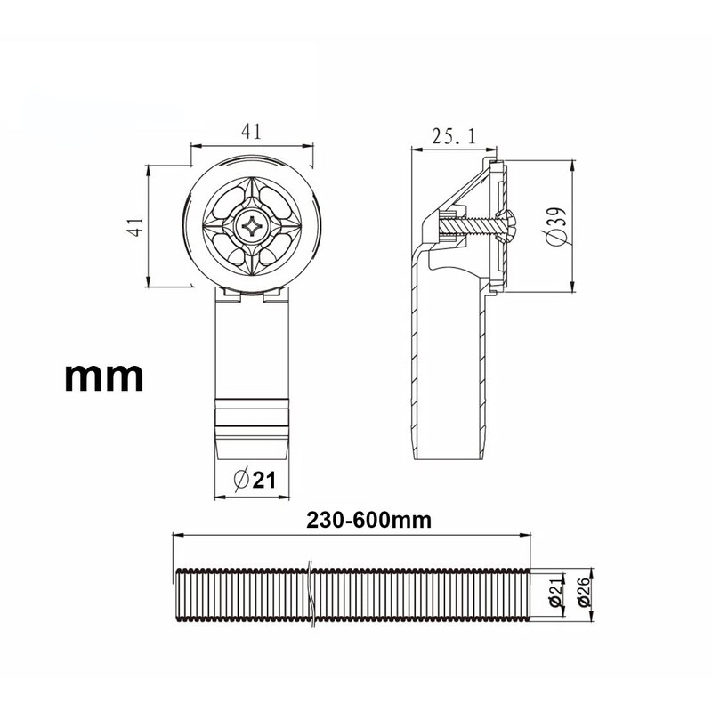 2x Overflow Pipes, Overflow Tube for Sink Extendible, Circular Interface(Size:
