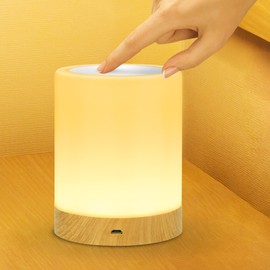 Vaileal LED Bedside Lamp, Touch Dimmable Atmosphere Table Lamp with Remote Control, USB Charging, 13 Colours and Colour Changing, Portable Children's Mood Light for Bedroom/Living Room/Office
