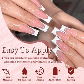 EternalClassic White French Tip Press on Nails Long Square Fake Nails, Glossy Square Nails Press on Full Cover Acrylic French Tip Nails Long False Nail Tips 240pcs Glue on Nails