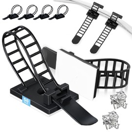 50 Stück Kabelclips, Kabelschellen Selbstklebende mit Kabelbinder, plus 50 Schrauben Doppelte Fixierung, Wiederverwendbar, Kabelhalter Kabelklemmen für Schreibtische Wände Schränke