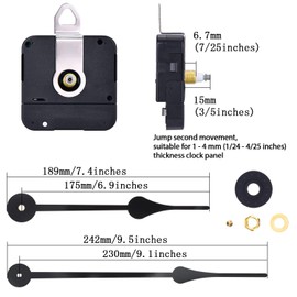 High Torque Clock Movement Replacement Mechanism with Clock Hands to Fit Dials Up to 56 cm/ 22 Inches in Diameter