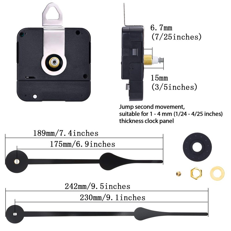 High Torque Clock Movement Replacement Mechanism with Clock Hands to