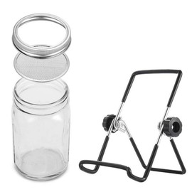 Sprouting Jar Kit 16oz Wide Mouth Mason Jars with Stainless Steel Sprout Lids and Stand Sprouts Germination Growing Kit for Bean Alfalfa Broccoli