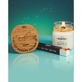 SCORPIO Gift Set Zodiac Candle Cool Coasters Funky Trendy Quirky Weird Candles Astrology Ornament Gift Basket Vulgar Home Decor Gifts Box (SCORPIO)