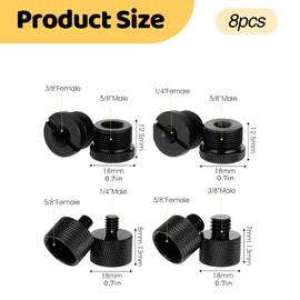 8 Pcs Heavy Duty Metal Microphone Stand Adapter Set,3/8 to 1/4,5/8 Female to 3/8 Male,3/8 to 5/8,5/8 to 1/4 Thread Converters for Camera Tripods,DJ Gear,Recording Equipment,Universal Screw Adapters