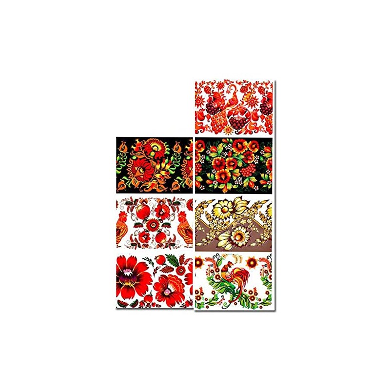 7 Ukrainian Petrykivka Flowers Easter Egg Wraps Heat Shrink Sleeves