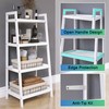 SMIBUY Bamboo Ladder Bookcase, Bathroom Storage Rack Organizer, 4 Tier