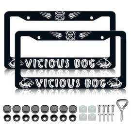 HCSS Vicious Dogs License Plate Frames - 2 Pack Funny Aluminum Metal License Plate Holder Covers Car Accessory,Rust-Proof Waterproof Car Decorative Tag Frames for Standard US 12x6 Inch